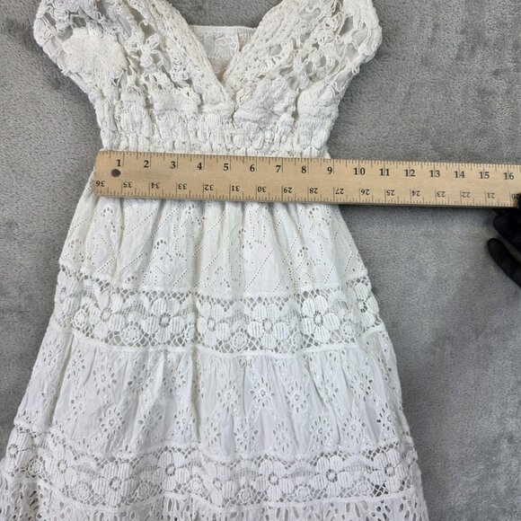 Temptation Positano Dress Womens Small White Alyssa Eyelet Lace Boho Made Italy - Picture 8 of 9